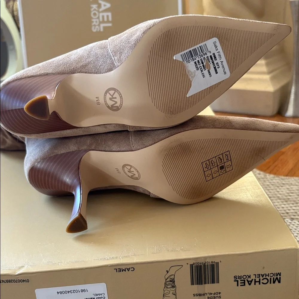 Michael Kors Camel Suede Pointed Toe Boots - Picture 4 of 10